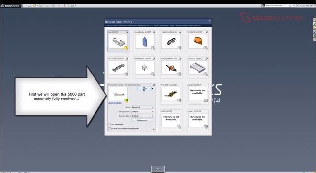 Mở bản vẽ lắp rắp lớn trong SolidWorks